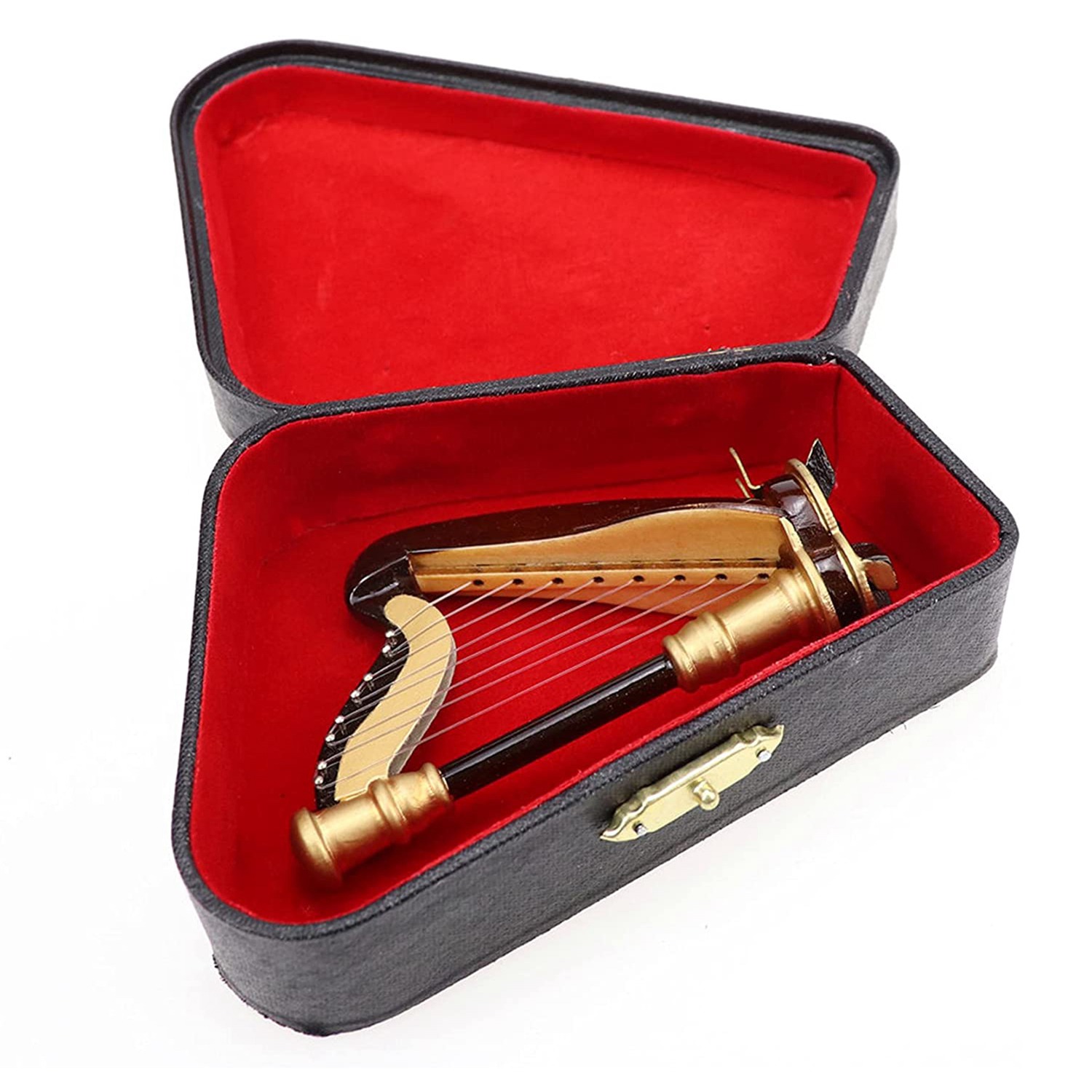 Musical Instrument Manufacturers - B05C-케이스가 포함된 나무 미니어처 하프 미니