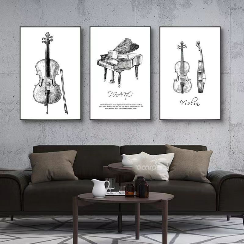 Musical Instrument Manufacturers - 캔버스 페인팅 현대 미니멀리스트 피아노 바이올린
