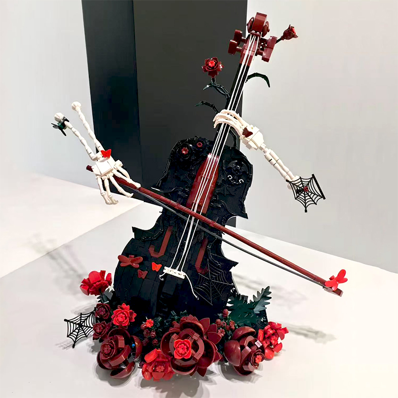창의적인 예술가 해골 붉은 장미 바이올린 빌딩 블록 고 - Musical Instrument Manufacturers 리뷰 및 가격