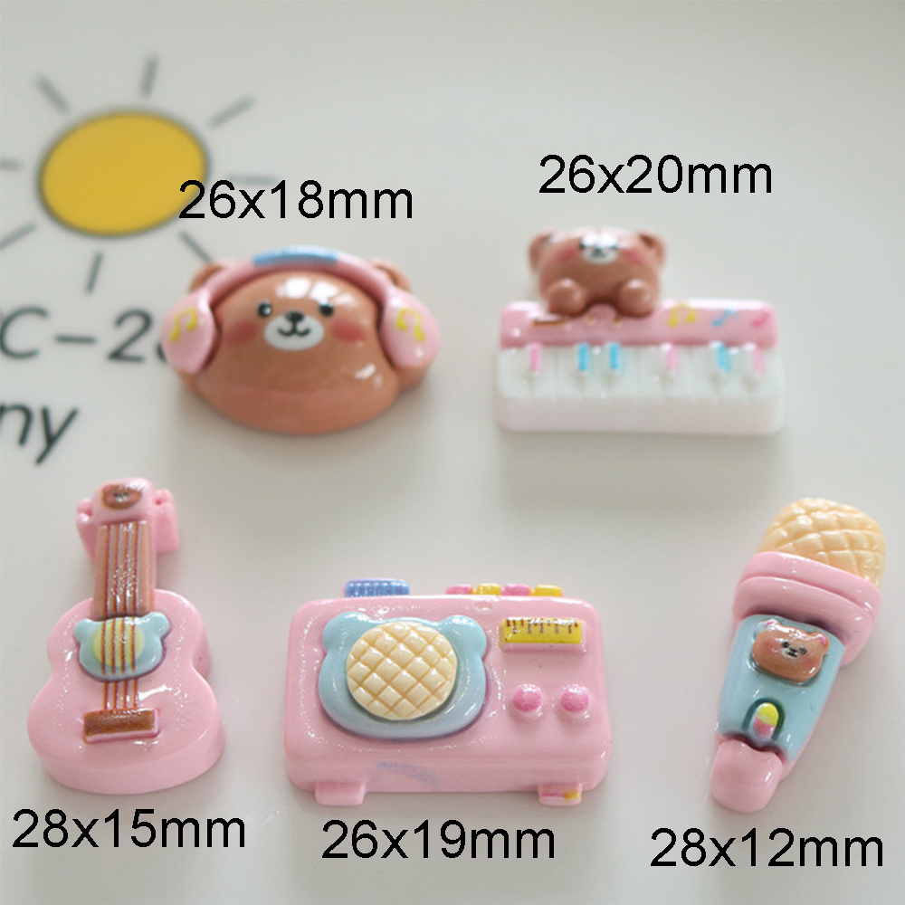 10PCS 반짝 이는 곰 악기 수지 플랫 백 카보 숑  - Musical Instrument Manufacturers 리뷰 및 가격